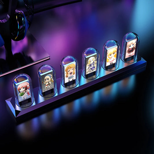 Nixie Tube Clock Glow RGB LED IPS Colour Screen Digital Clock DIY Analog Digital Tube Night lights APP Control Gaming Room Decor